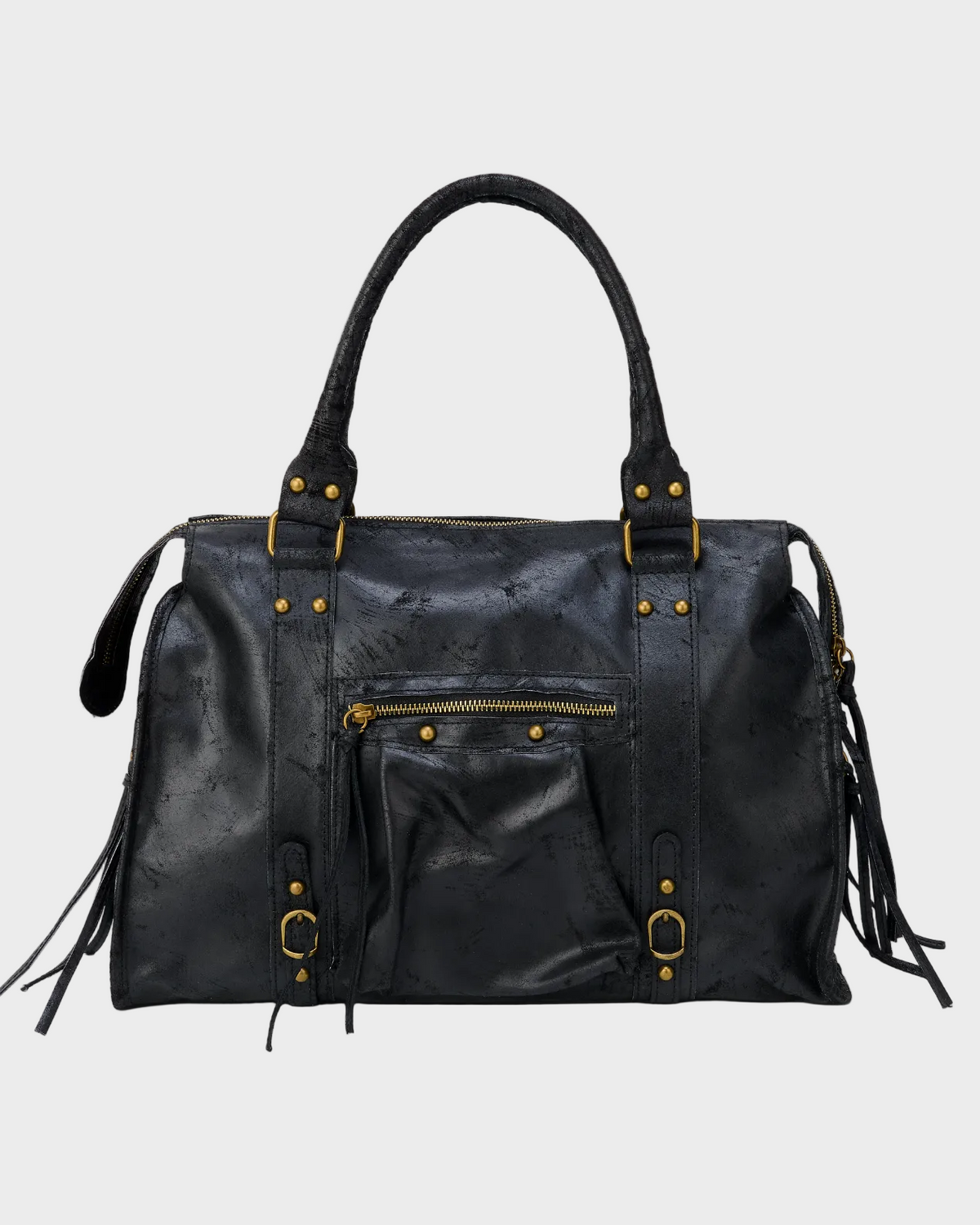 Adua borsa a spalla donna grande con zip e borchie, foto 1