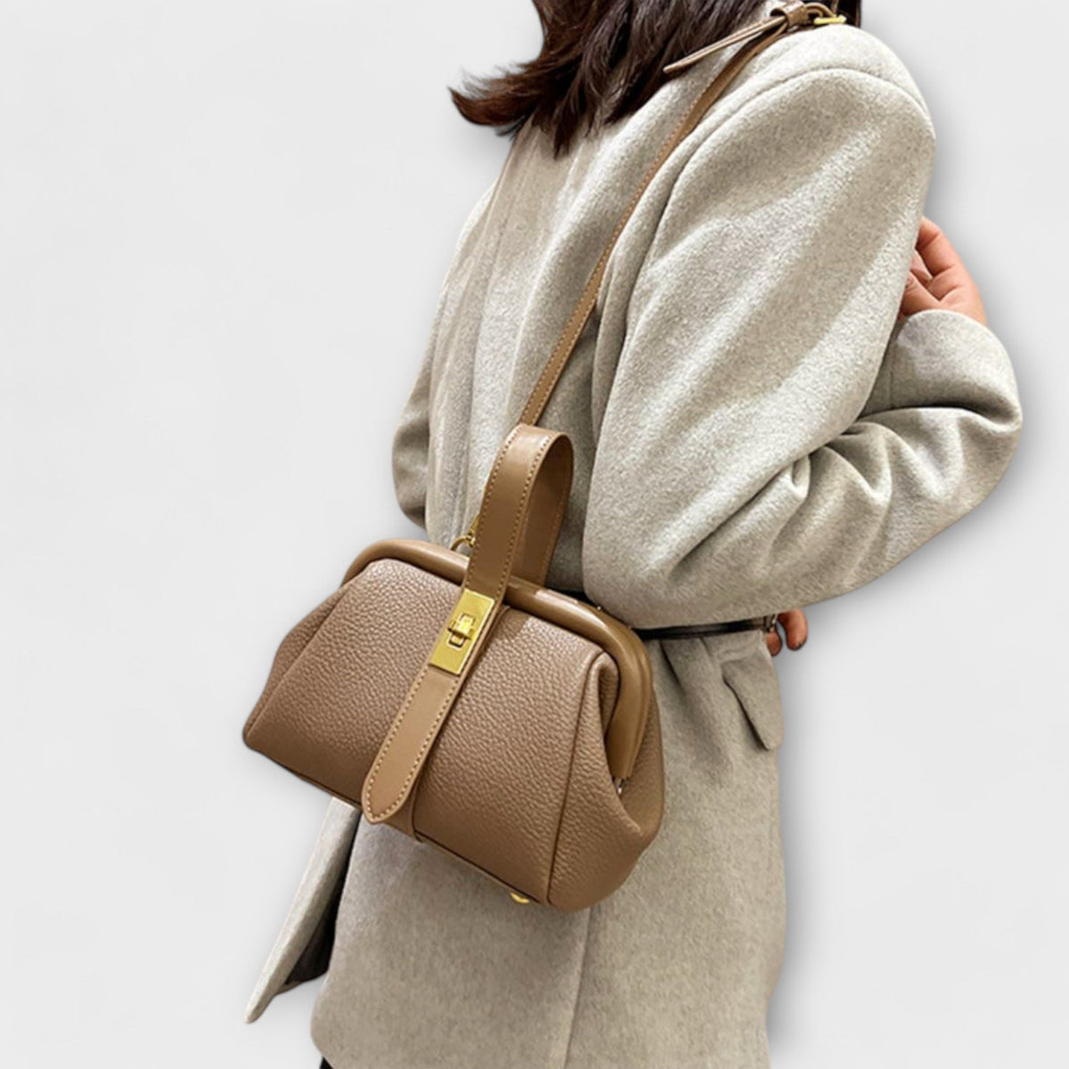 Amarilli borsa a mano donna stile retrò con chiusura girevole e tracolla, foto 3