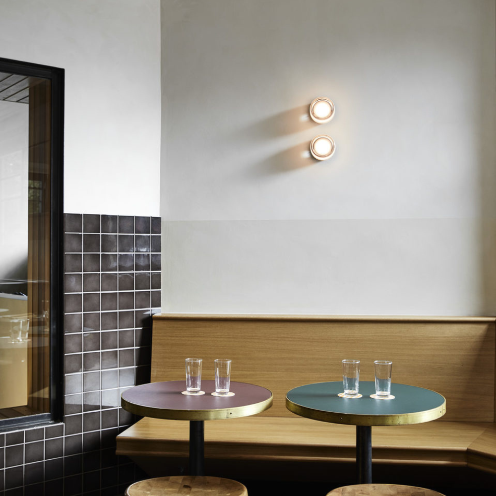 Applique LED nordica in acrilico con incavo, in ambra, grigio o bianco