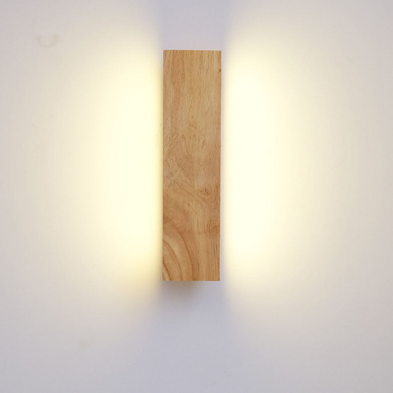 Applique LED rettangolare in legno naturale japandi minimalista per comodino
