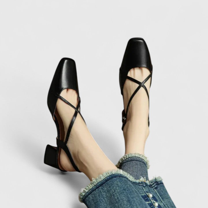 Arduina slingback donna a punta quadrata con cinturini incrociati, foto 8
