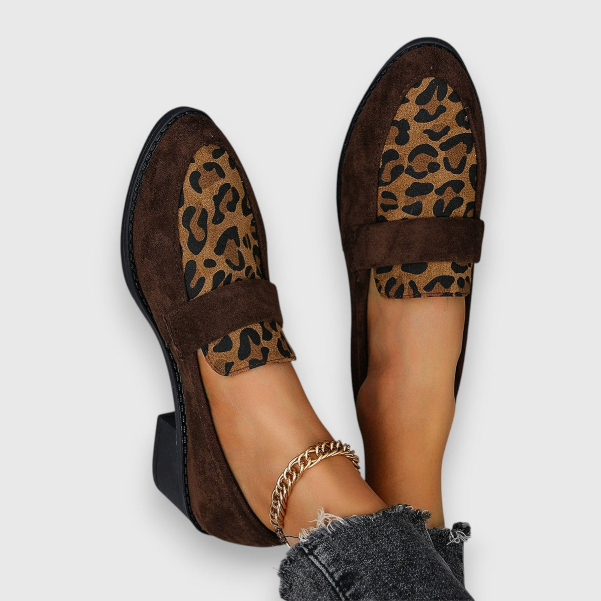 Brizia mocassini donna con inserto leopardato e tacco basso, foto 7