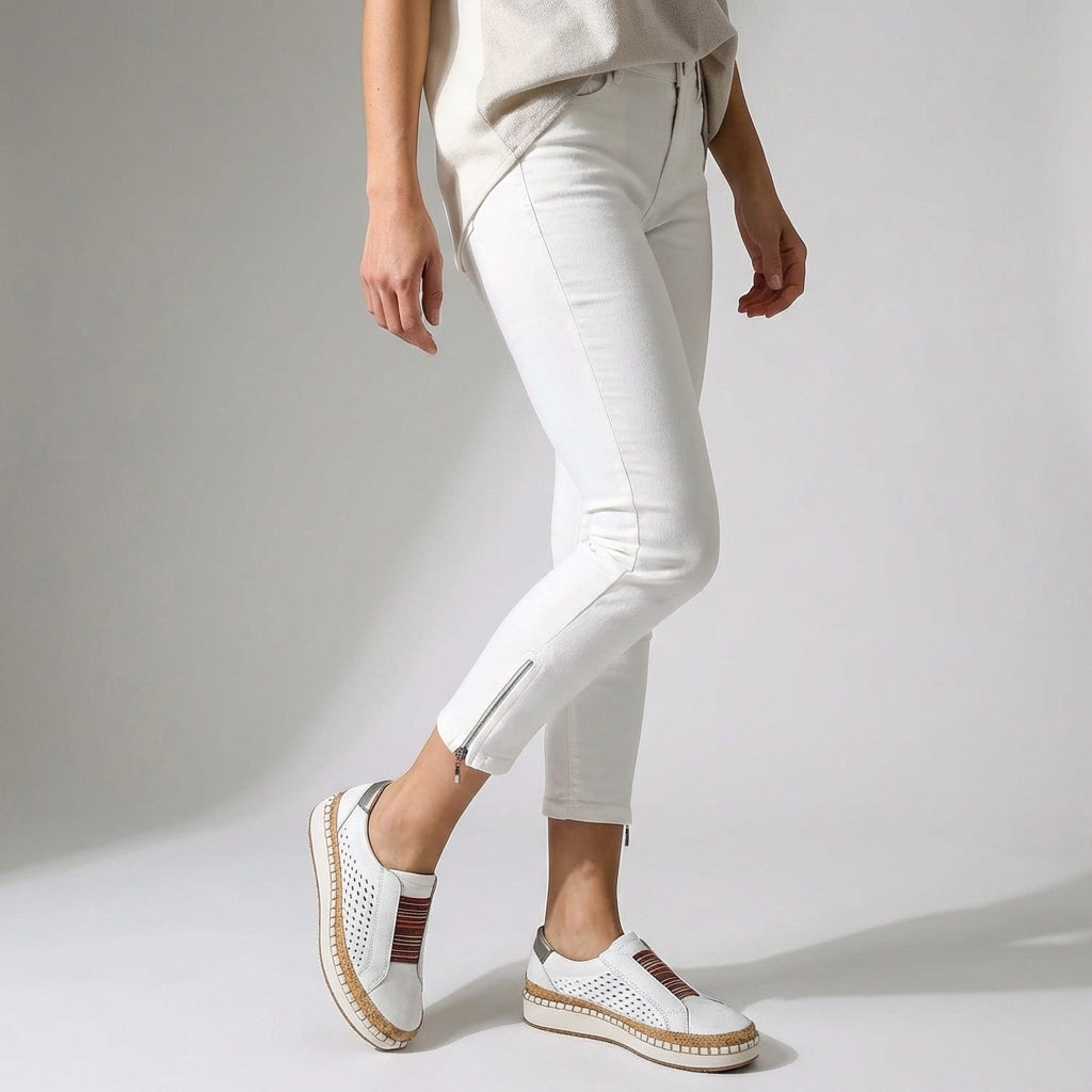 Carolina scarpe basse donna traforate con plateau e inserti elastici, foto 2
