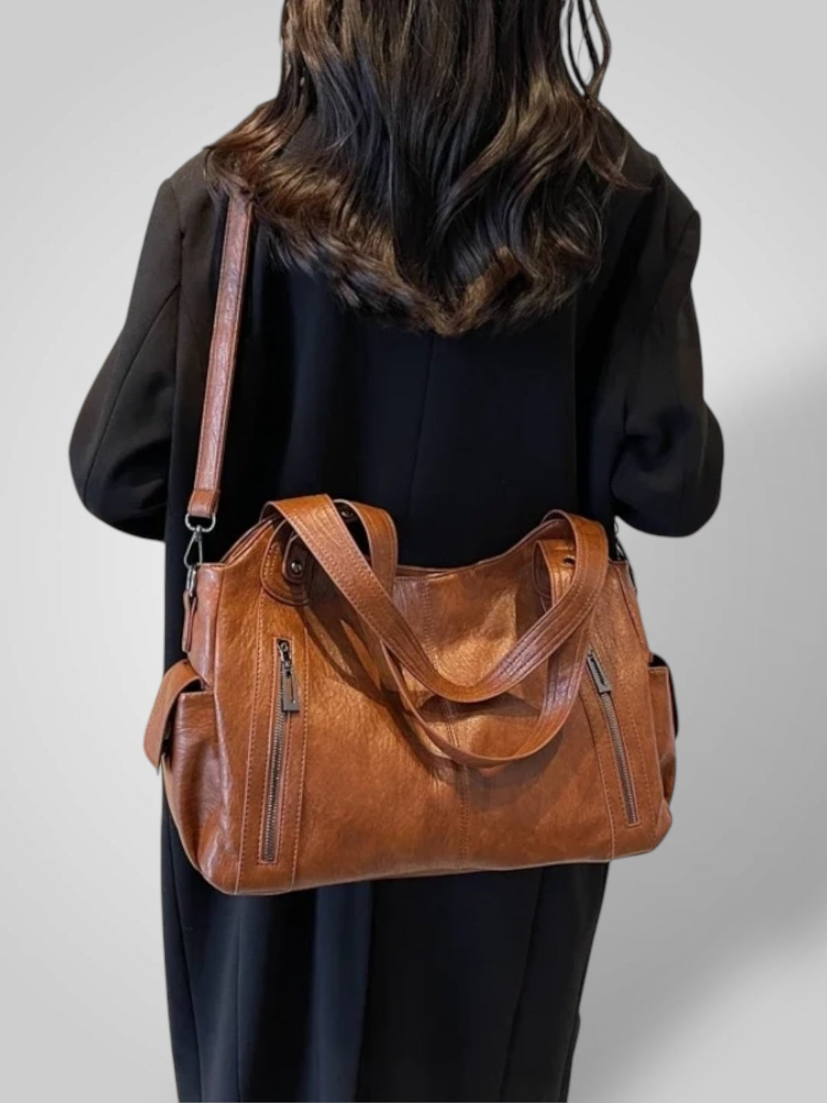 Cirilla borsa a spalla donna in similpelle con due zip frontali, foto 9