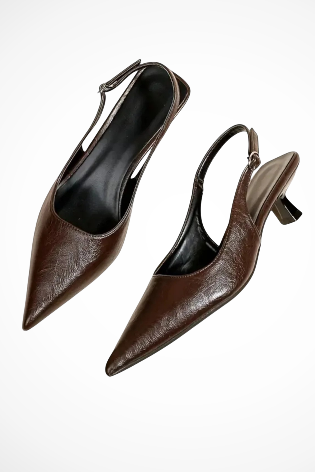 Cosima slingback donna a punta con tacco basso svasato e finitura lucida, foto 9