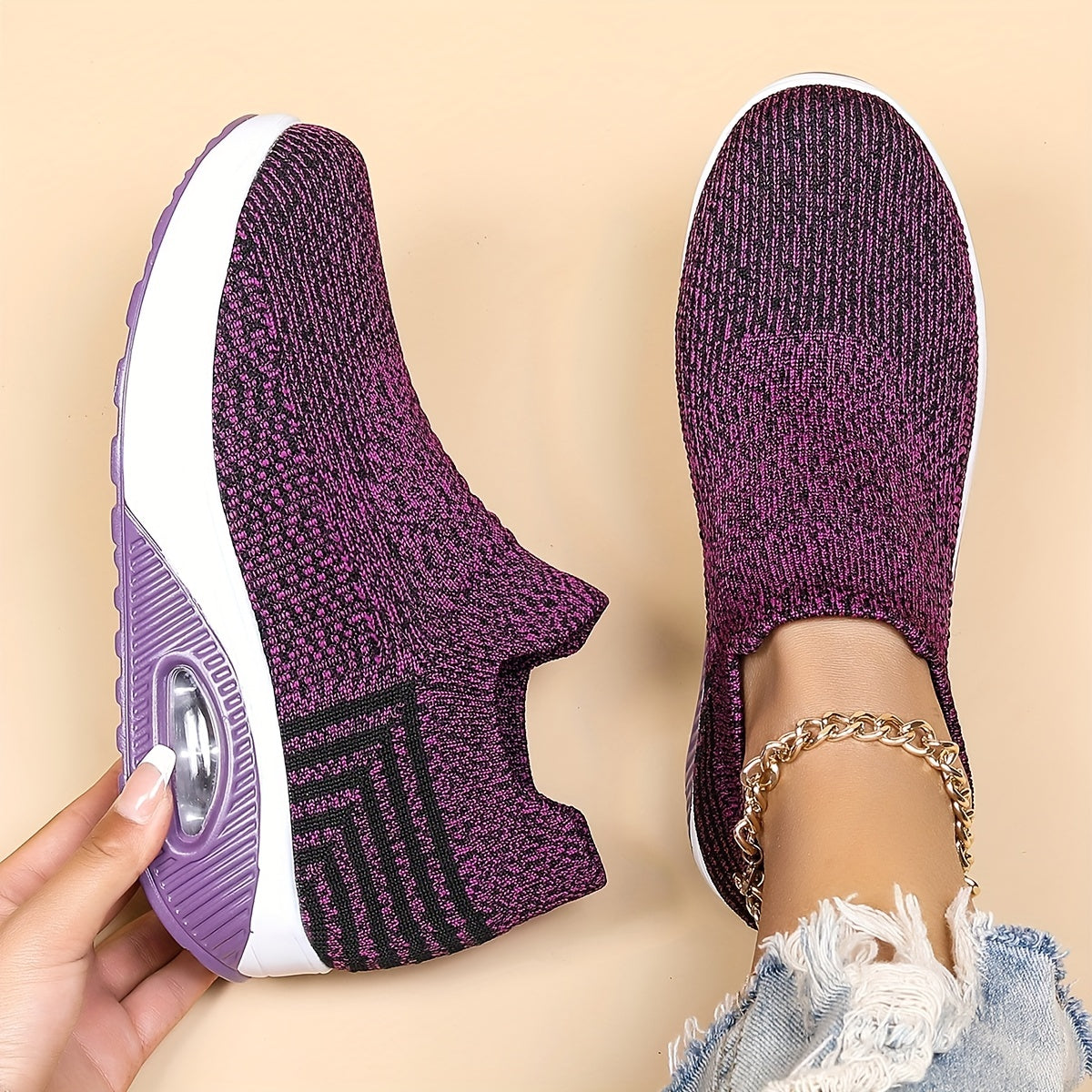 Dilva sneakers donna a calzino in tessuto a rete, foto 4