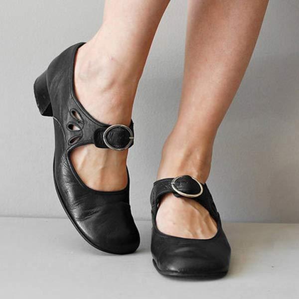 Dina scarpe mary jane donna con tacco basso a blocco e fibbia, foto 1