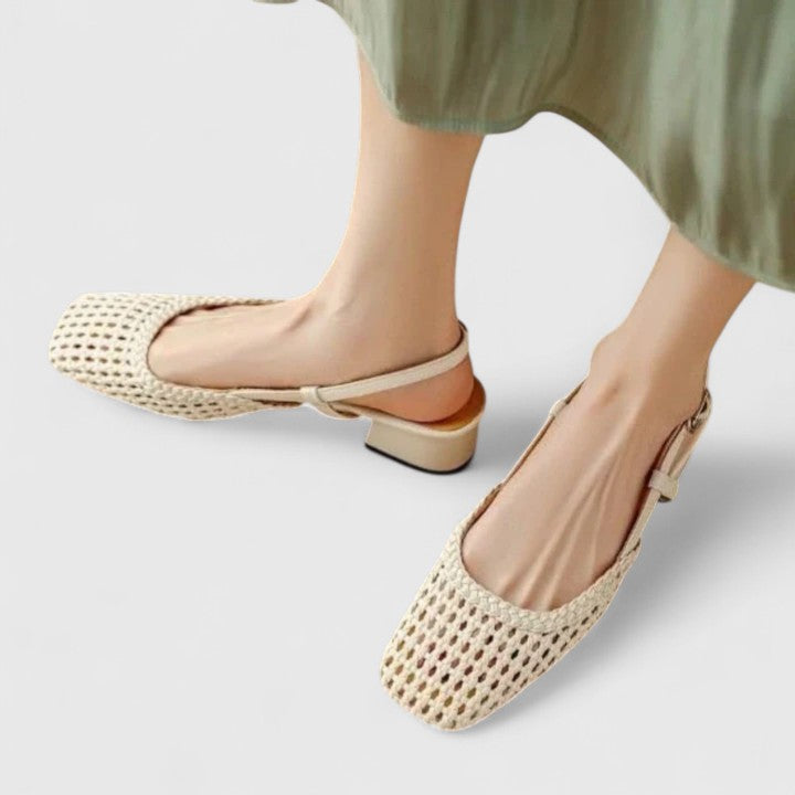 Dirce slingback donna intrecciate con punta quadrata e tacco basso, foto 5