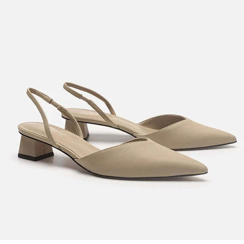 Dora slingback donna a punta con tacco basso e cinturino elastico, foto 2