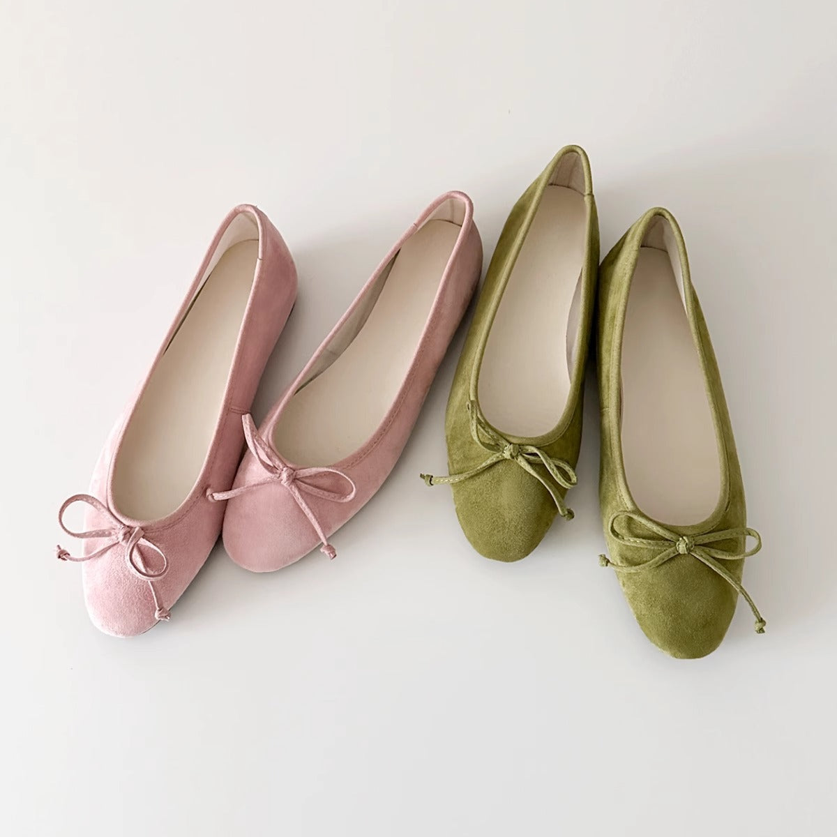 Doriana ballerine donna effetto camoscio con fiocco sottile, foto 1