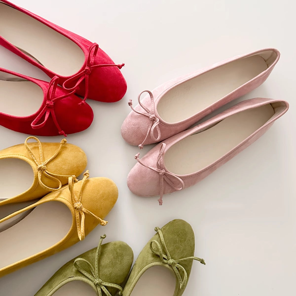 Doriana ballerine donna effetto camoscio con fiocco sottile, foto 4