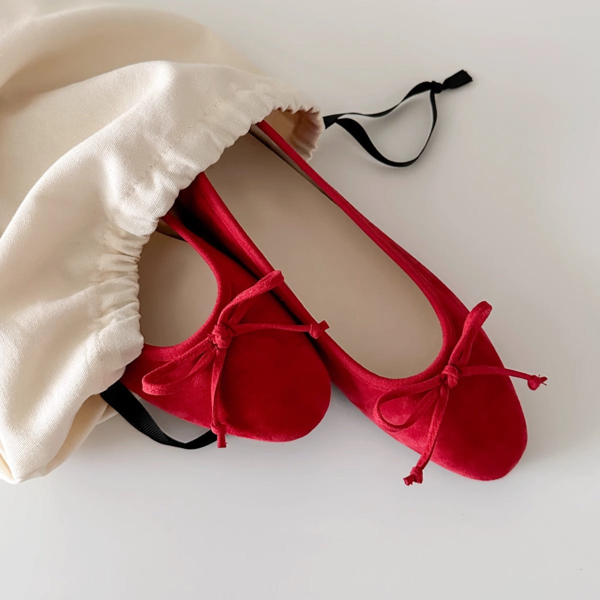 Doriana ballerine donna effetto camoscio con fiocco sottile, foto 7
