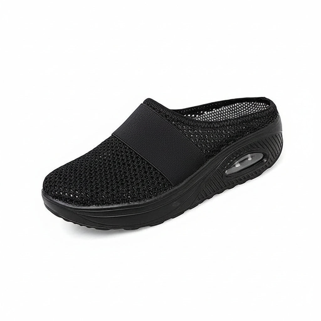 Emanuela mules donna in tessuto a rete con plateau e fascia elastica, foto 1