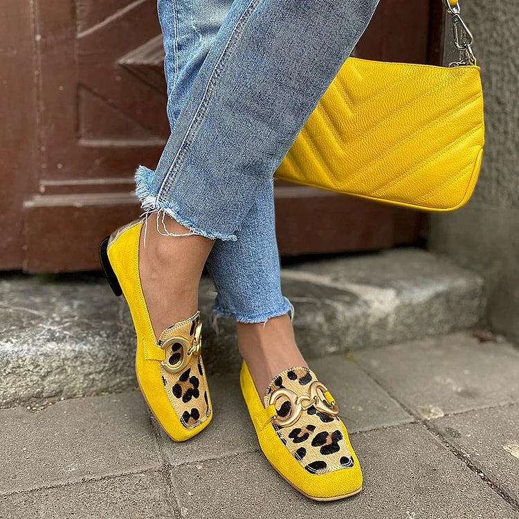 Emiliana mocassini donna a punta quadrata con inserto animalier e morsetto, foto 2