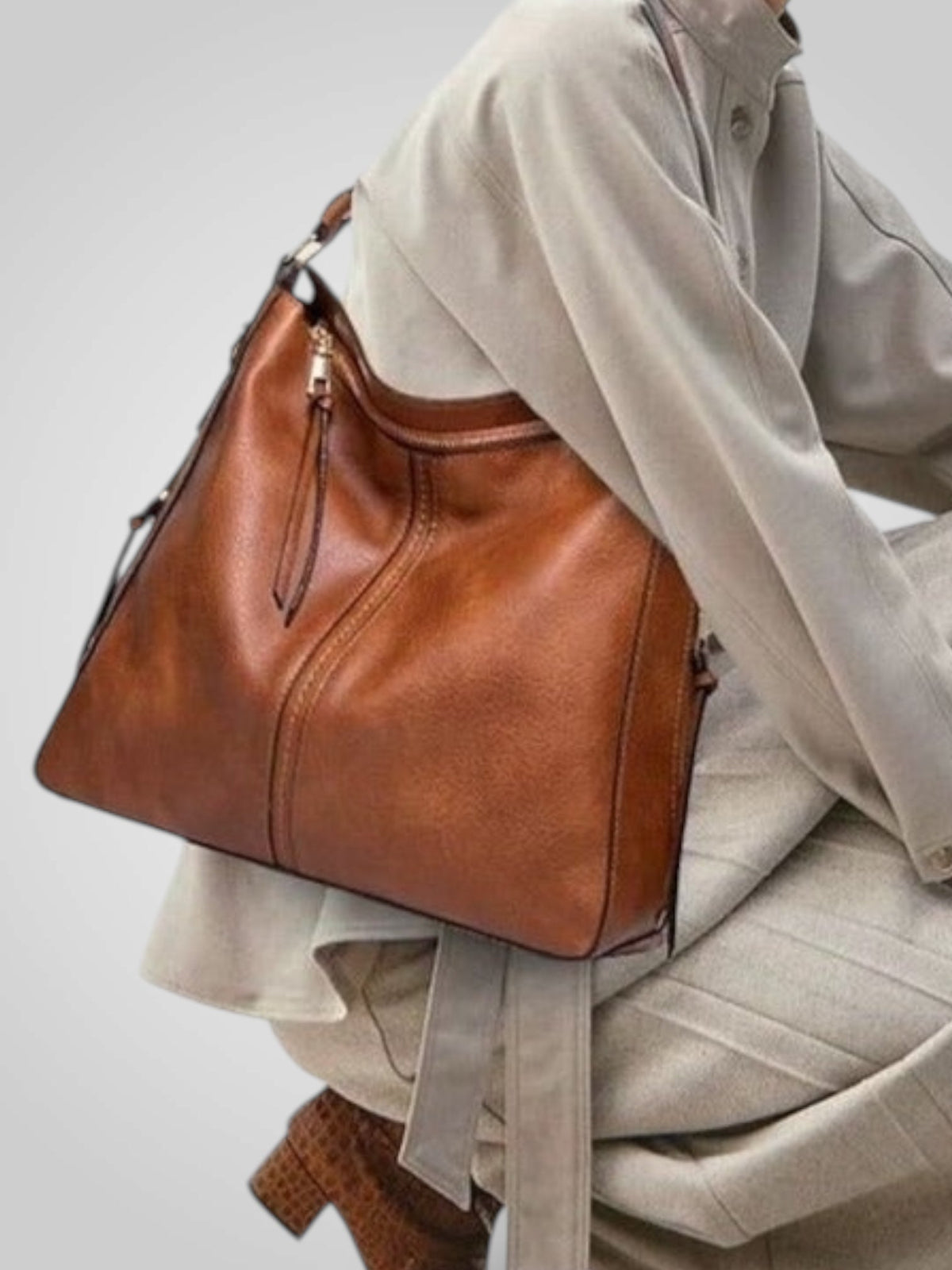 Ermelinda borsa a spalla donna in pelle con tracolla rimovibile, foto 1