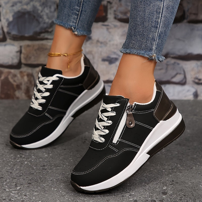 Erminda sneakers donna con lacci e zip laterale, foto 2