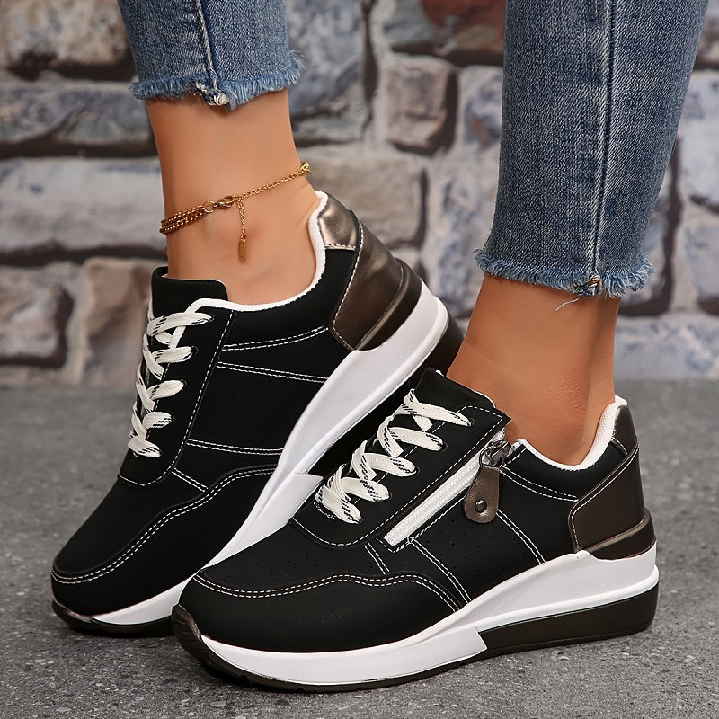Erminda sneakers donna con lacci e zip laterale, foto 5