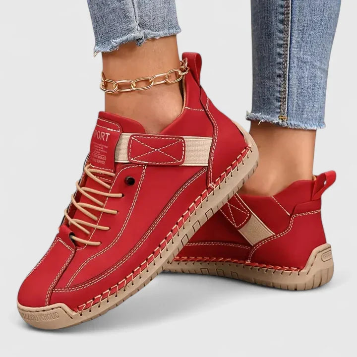 Eufemia sneakers donna con lacci, cinturino a strappo e cuciture a vista, foto 3