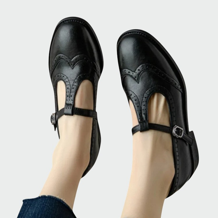 Evangelina scarpe mary jane donna con cinturino a t e decorazioni traforate, foto 2