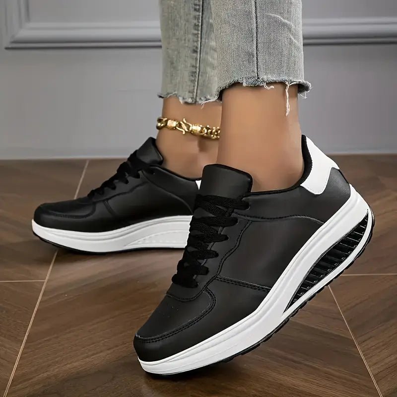 Fiorenza sneakers donna in similpelle con zeppa e lacci, foto 6