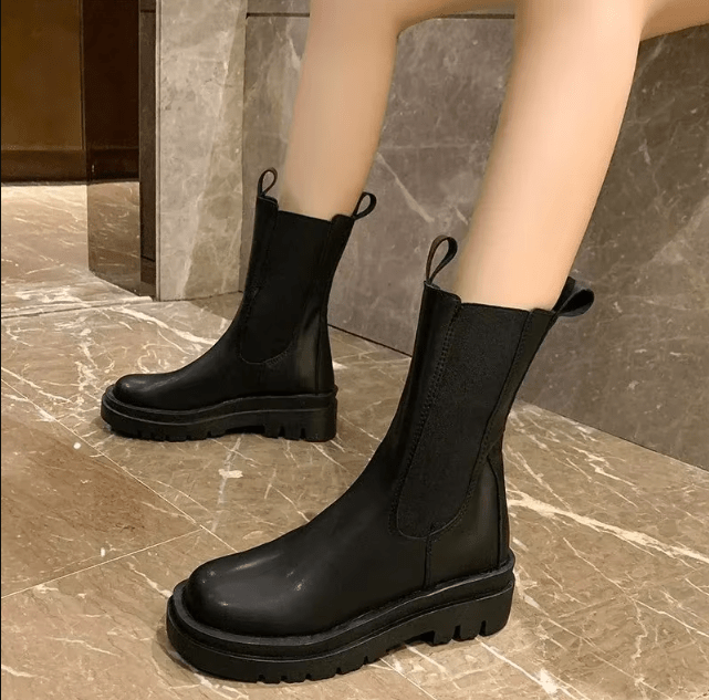Giocondina chelsea boots donna alti a metà polpaccio con suola carrarmato, foto 1