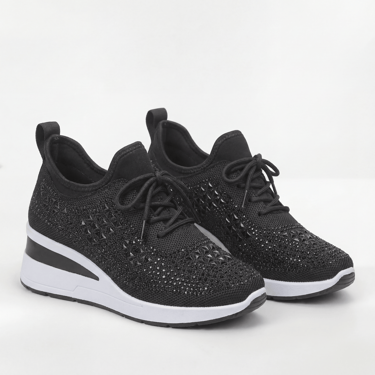 Giovanna sneakers donna con zeppa interna e strass, foto 2
