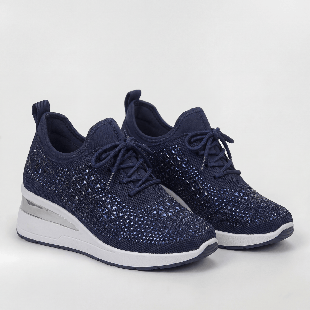 Giovanna sneakers donna con zeppa interna e strass, foto 3