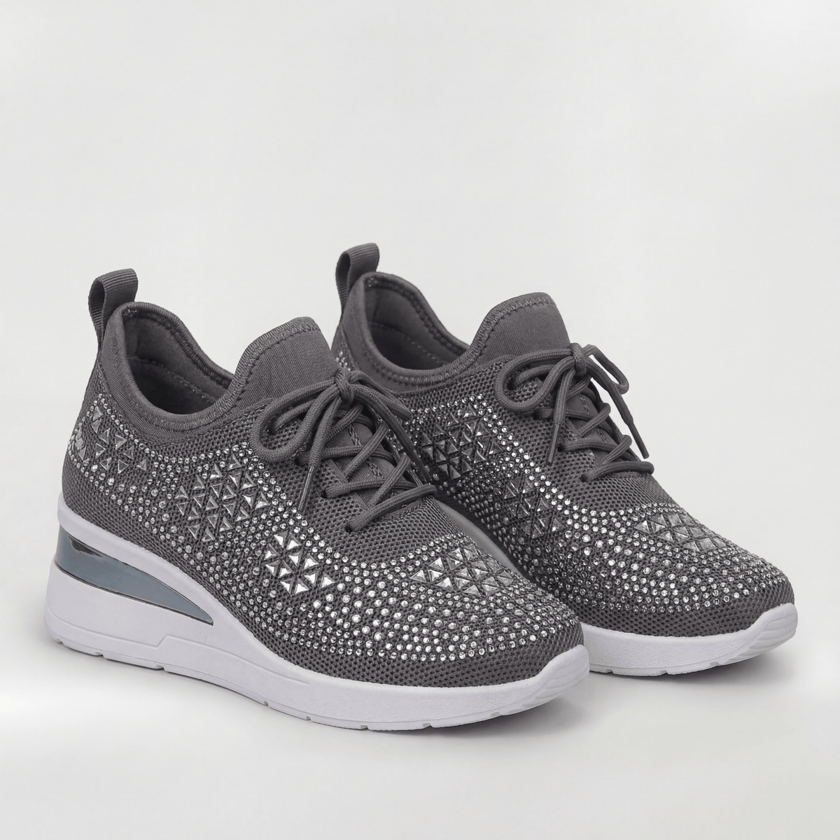Giovanna sneakers donna con zeppa interna e strass, foto 4