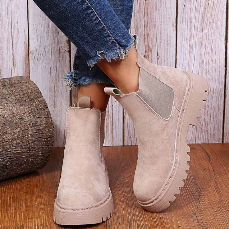 Giovita chelsea boots donna in similpelle con plateau e punta tonda, foto 1