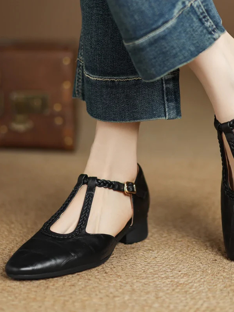 Immacolata scarpe mary jane donna con cinturino a t intrecciato, foto 6
