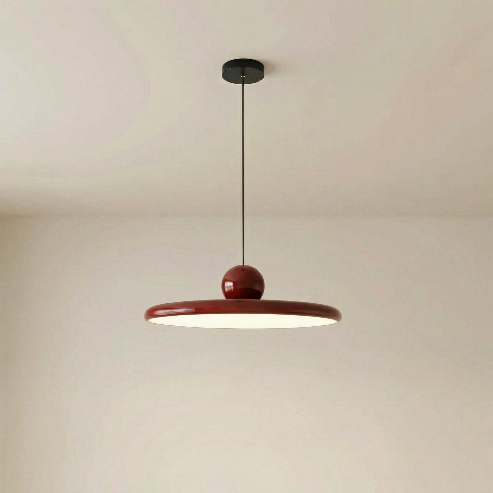 Lampada a sospensione a disco in vetro colorato stile Bauhaus