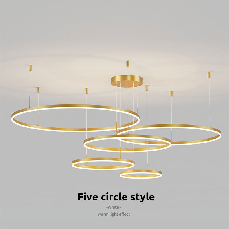 Lampada a sospensione LED a cluster di anelli circolari, nero oro caffè