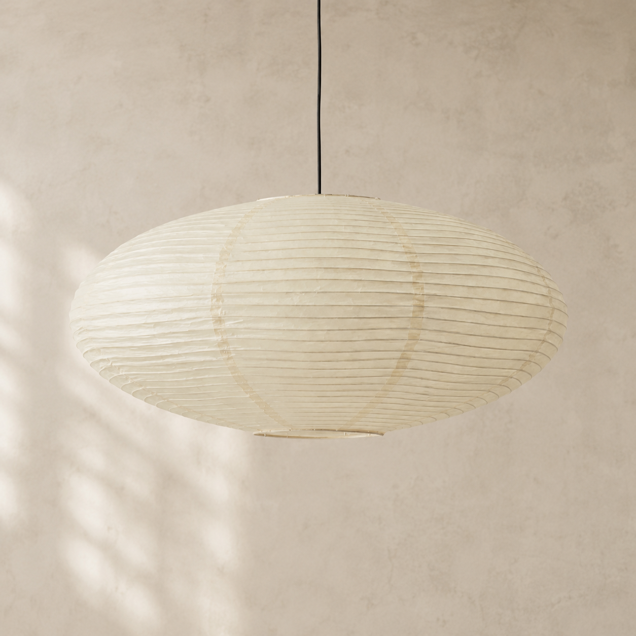 Lampada a sospensione LED ovale in carta di riso wabi sabi