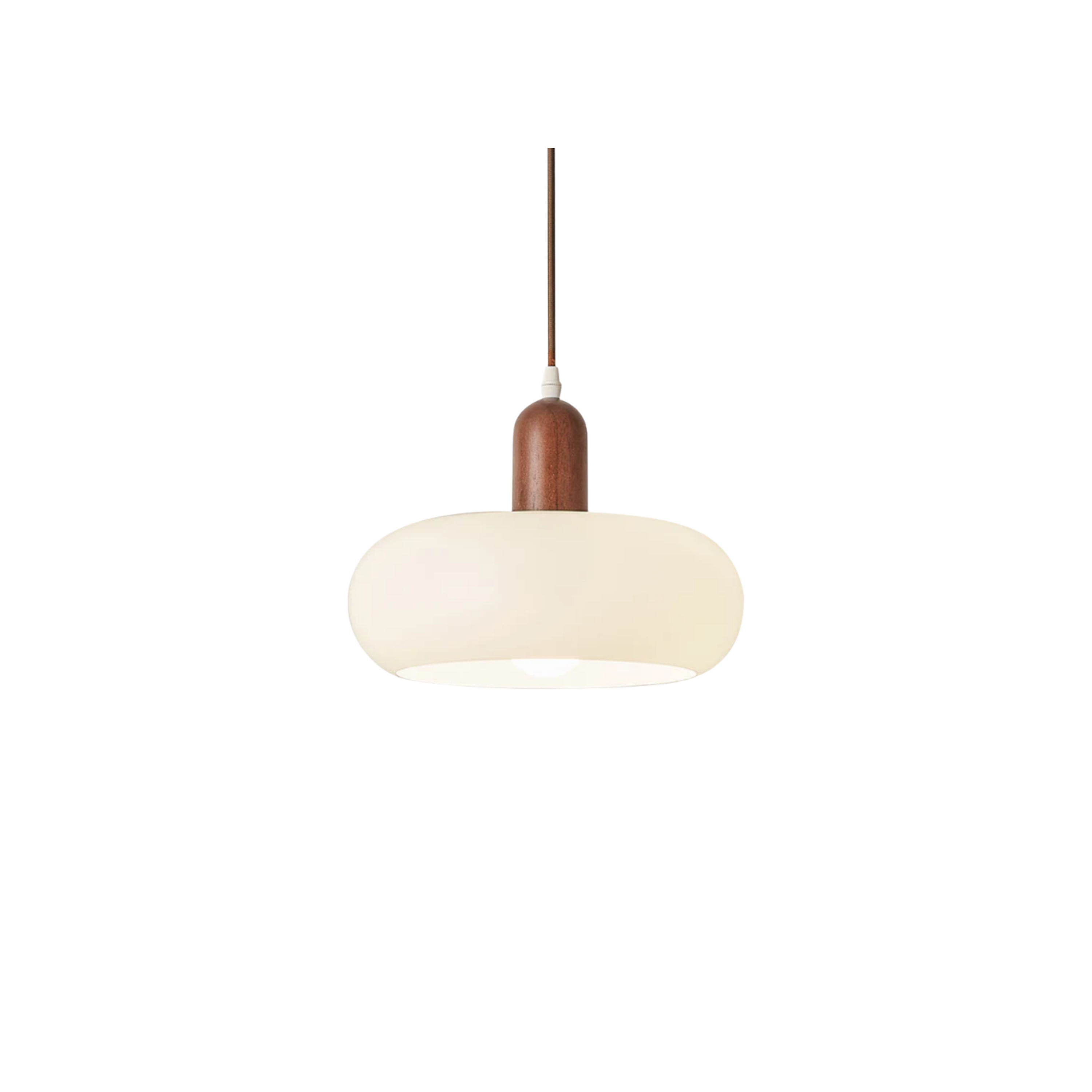 Lampada a sospensione LED ovale in legno di noce