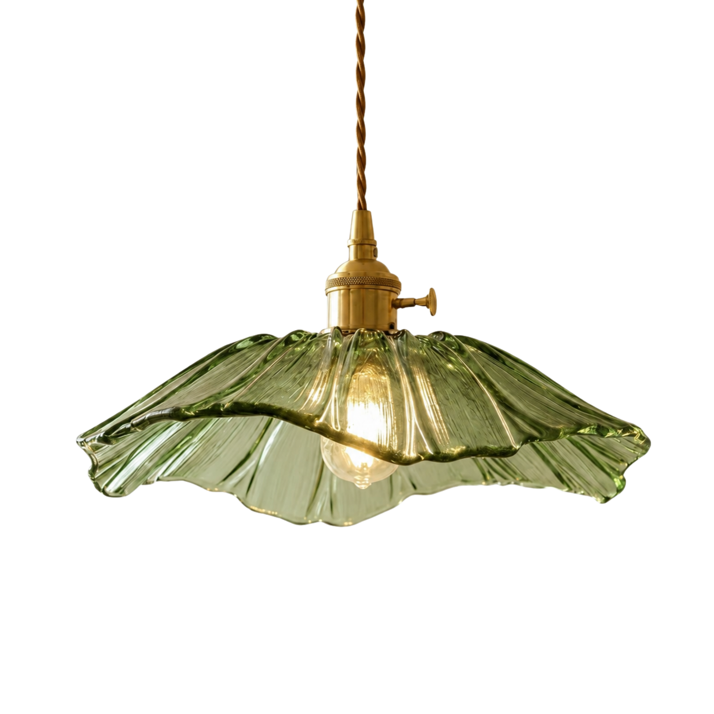 Lampada a sospensione LED vintage in vetro a fiore con bordo smerlato