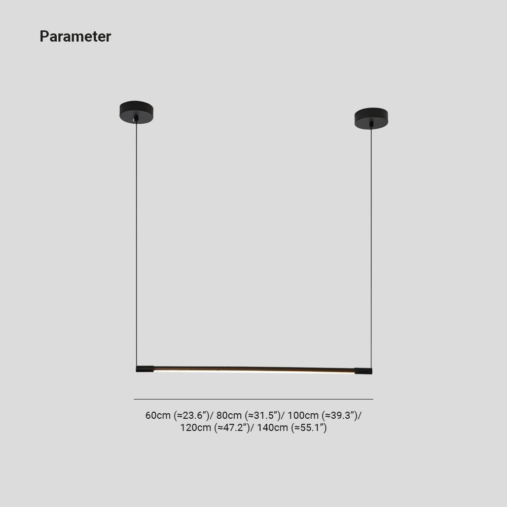 Lampada a sospensione lineare nera minimalista in metallo e acrilico, barra LED dimmerabile