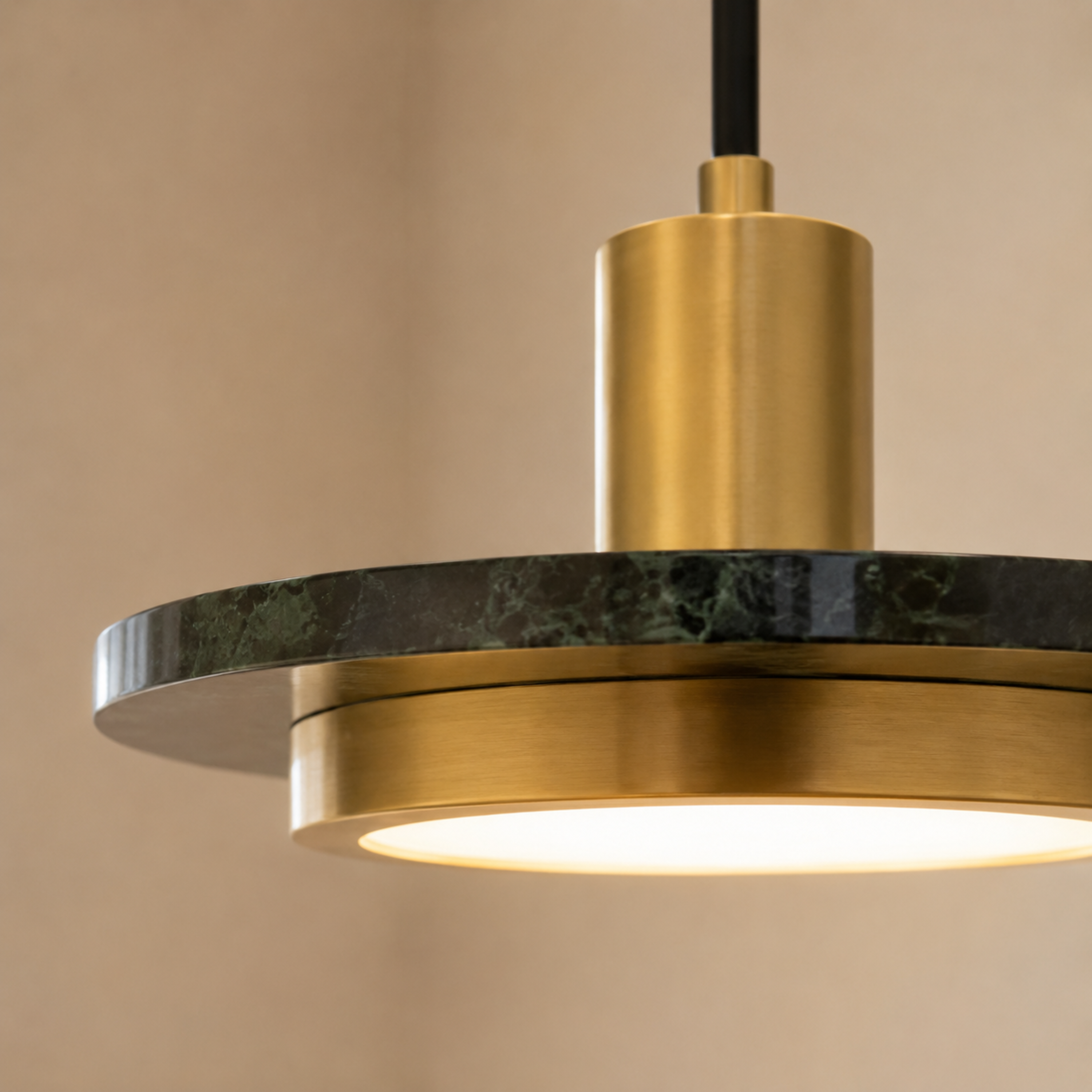 Lampada a sospensione moderna a cupola in ferro e pietra, LED a tre colori per sala da pranzo