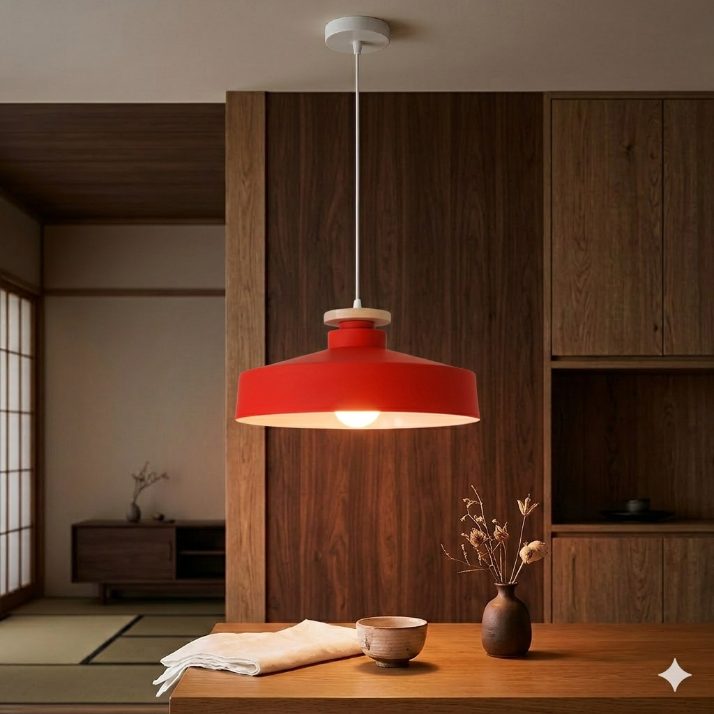 Lampada a sospensione scandinava in legno naturale per soggiorno e cucina
