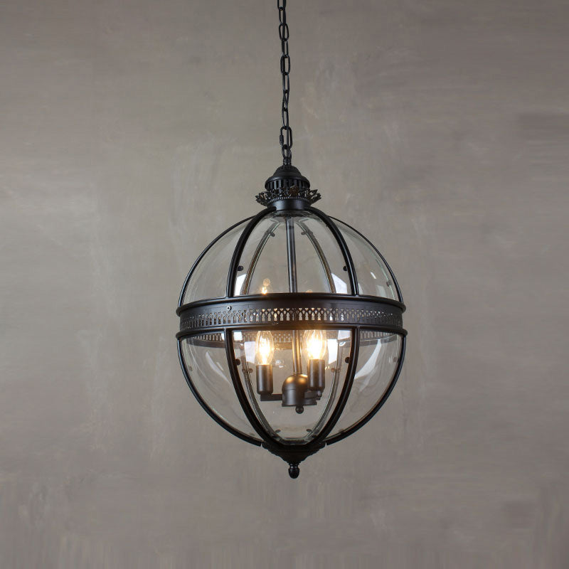 Lampada a sospensione vintage a globo in vetro con struttura in metallo rame o nero