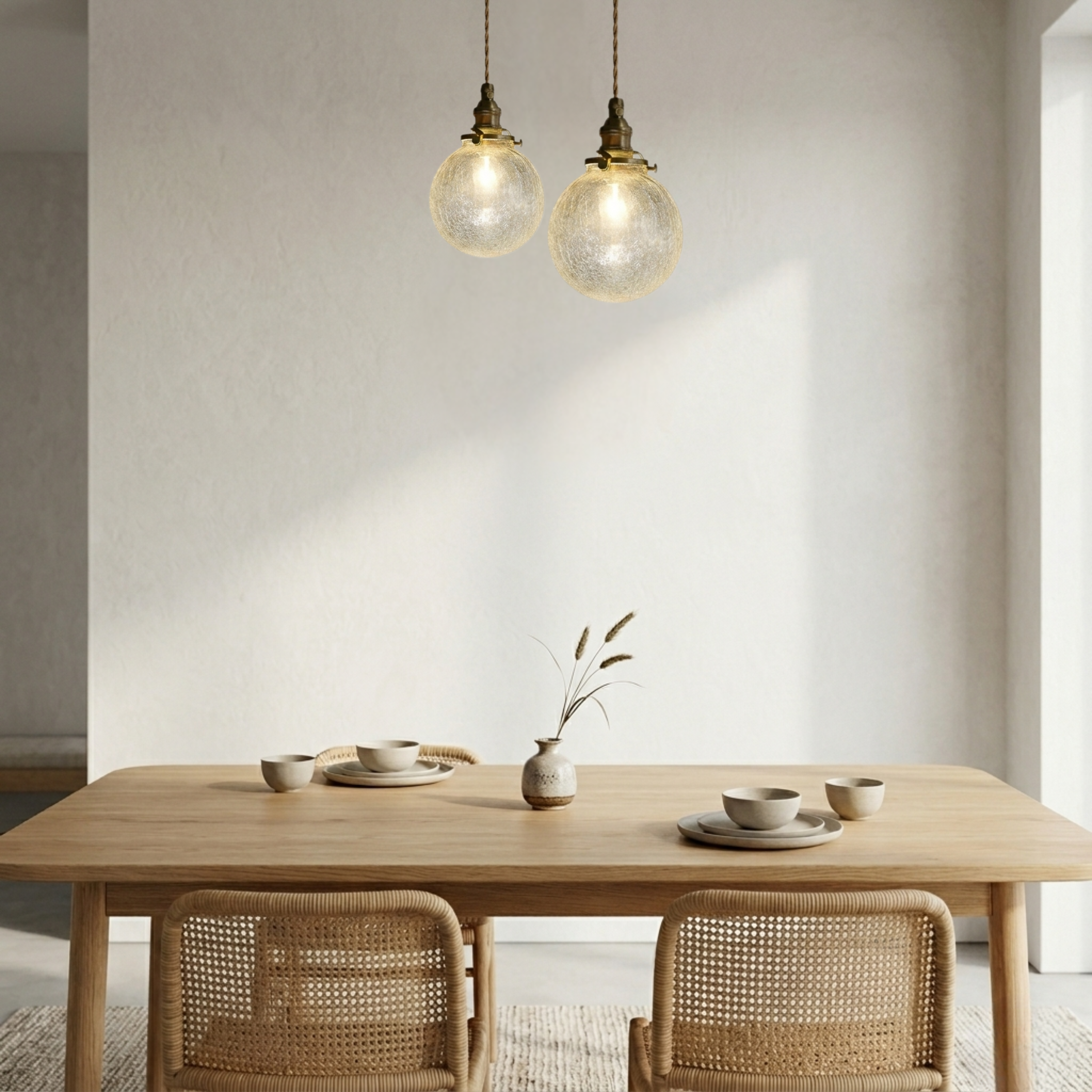 Lampada a sospensione vintage in vetro rigato trasparente con attacco color ottone