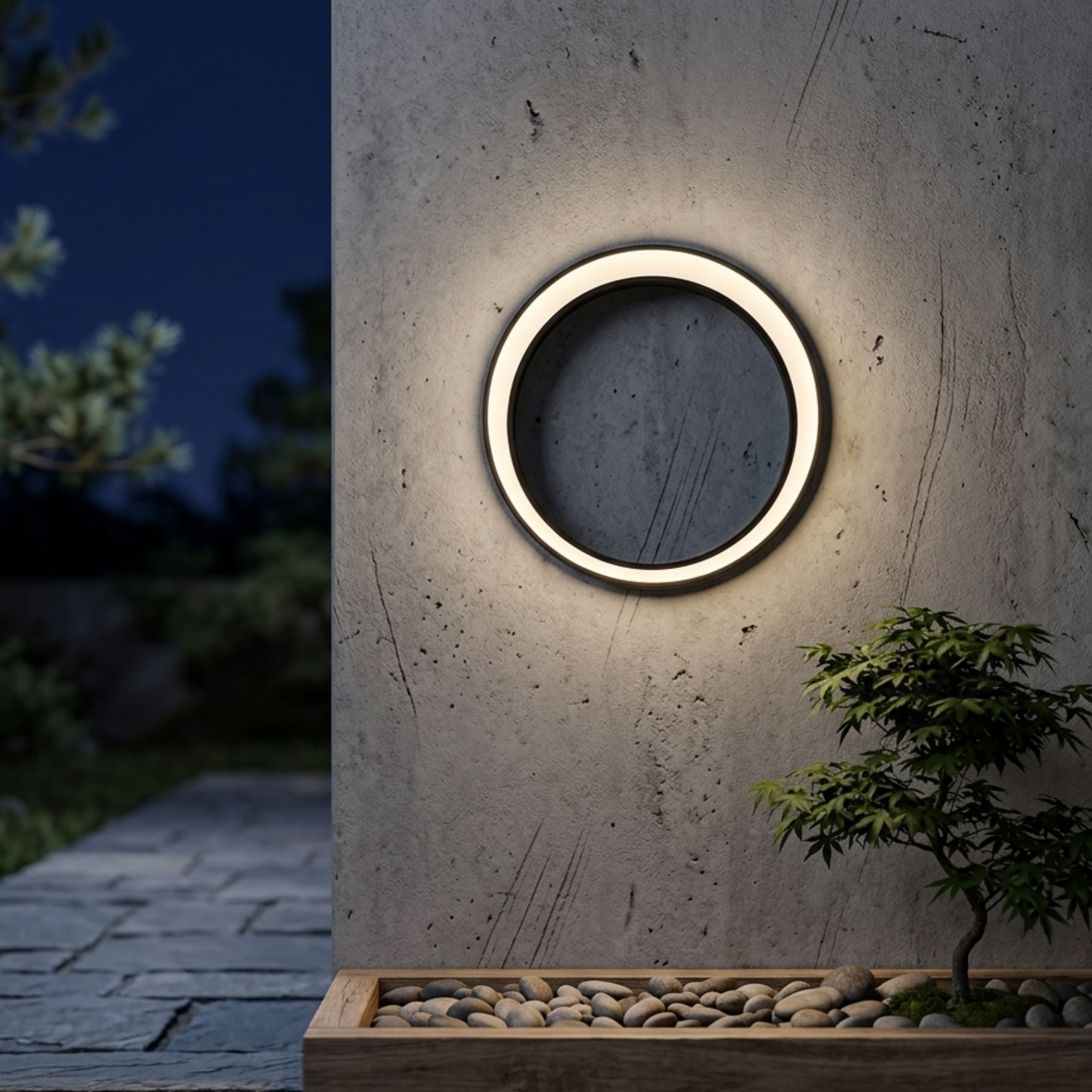 Lampada da giardino Eclipse circolare a luce bianca calda
