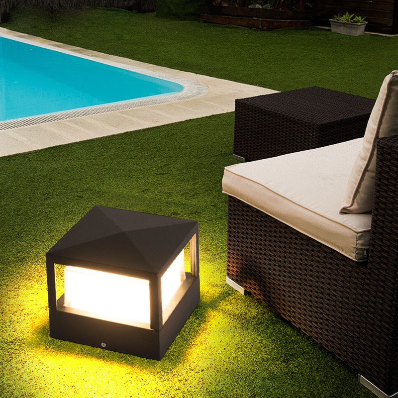 Lampada da giardino LED moderna in alluminio per pilastri, quadrata e rotonda