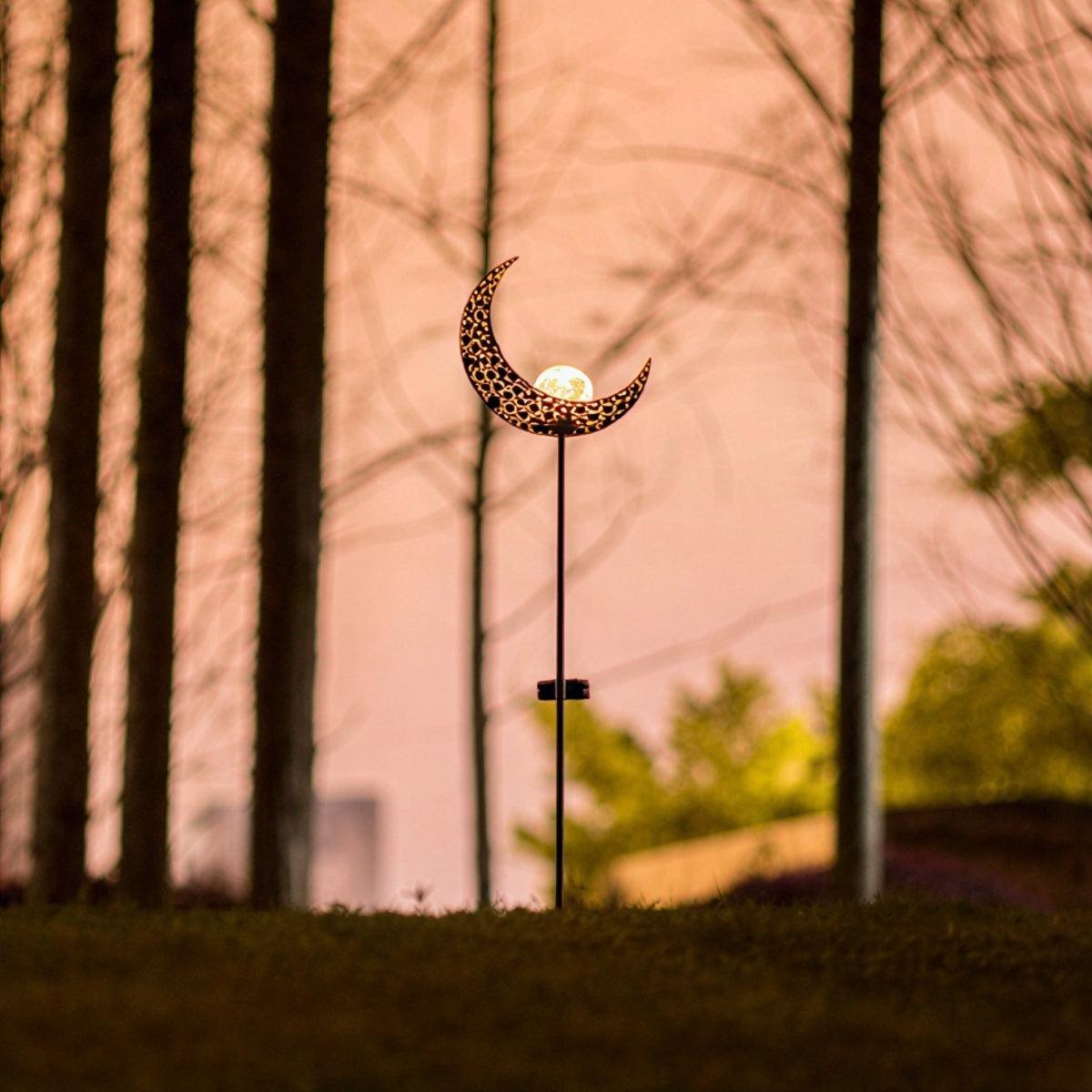 Lampada da giardino solare decorativa a mezzaluna con picchetto per vialetti