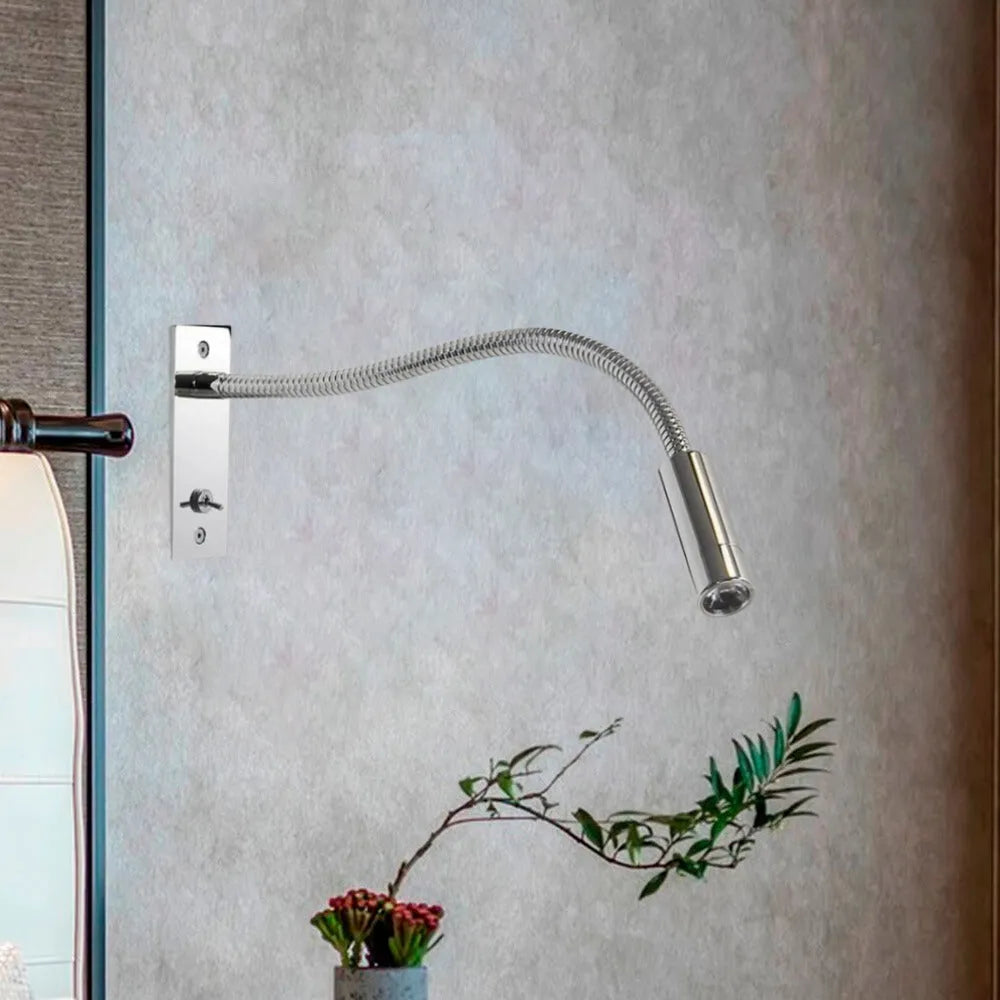 Lampada da parete da lettura LED regolabile in bronzo con braccio a collo di cigno