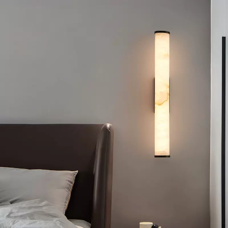 Lampada da parete LED lineare in resina effetto marmo, applique per specchio
