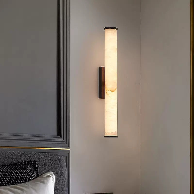 Lampada da parete LED lineare in resina effetto marmo, applique per specchio