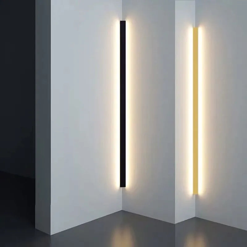 Lampada da parete LED lineare minimalista in metallo, applique oro, nero e bianco