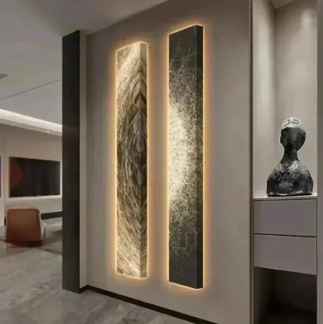 Lampada da parete LED moderna con finitura in legno
