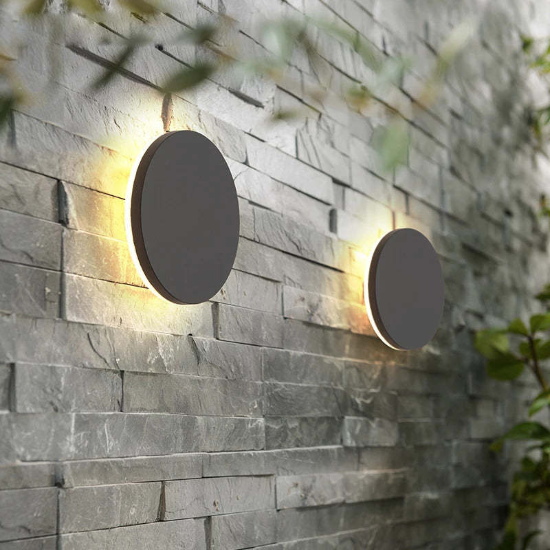 Lampada da parete per esterni LED minimalista tonda e quadrata nera e bianca