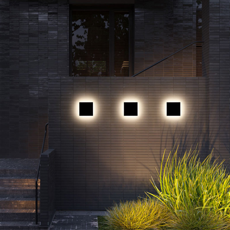 Lampada da parete per esterni LED minimalista tonda e quadrata nera e bianca